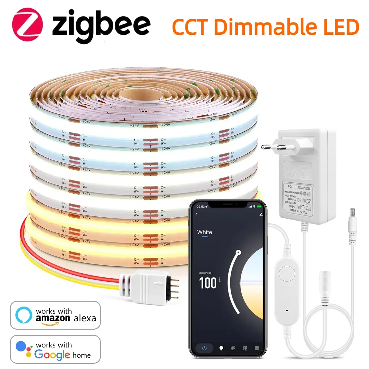 Smart Home Dashboard - Zigbee 3.0 CCT 2700K-6500K หรี่แสงได้ COB