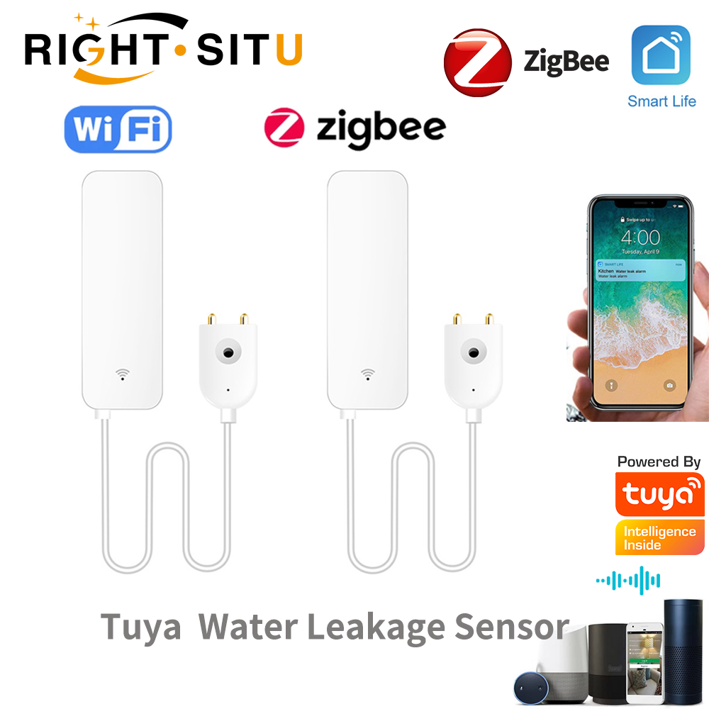 Smart Home Green - Tuya WiFi เซ็นเซอร์น้ํารั่ว, เครื่องตรวจจับน้ํารั่ว, การแจ้งเตือนแอป Smartlife,
