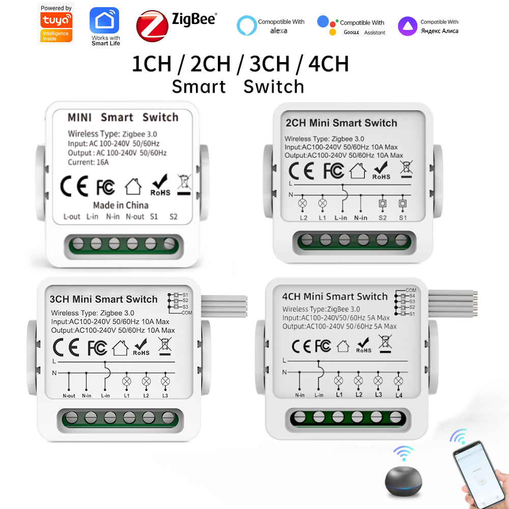 Smart Home Sistem - สวิตช์อัจฉริยะ Tuya Zigbee 3.0 แบบ 1/2/3/4