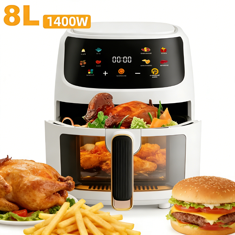 Smart Home Oven - หม้อทอดไร้น้ำมันอัจฉริยะ 1400W ความจุ 8 ลิตร พร้อมหน้าจอสัมผัส