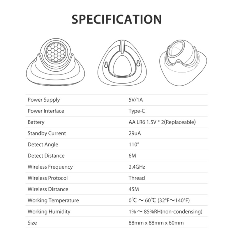 Smart Home Hub Matter - FEDI-Matter ด้ายมนุษย์ Presence Motion Sensor Tuya