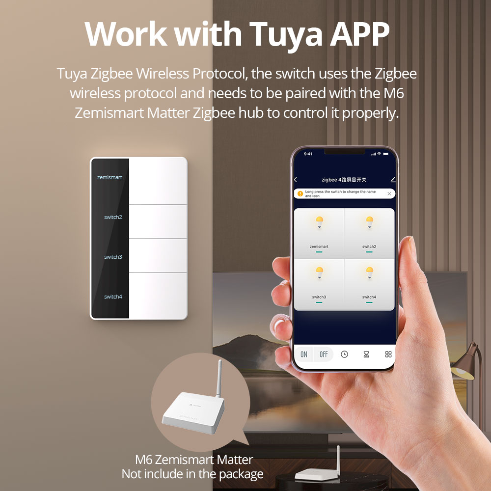 สวิตช์ไฟแบบกด 1234 Gang US Typ - Smart Home Hub Matter บทวิจารณ์และราคา