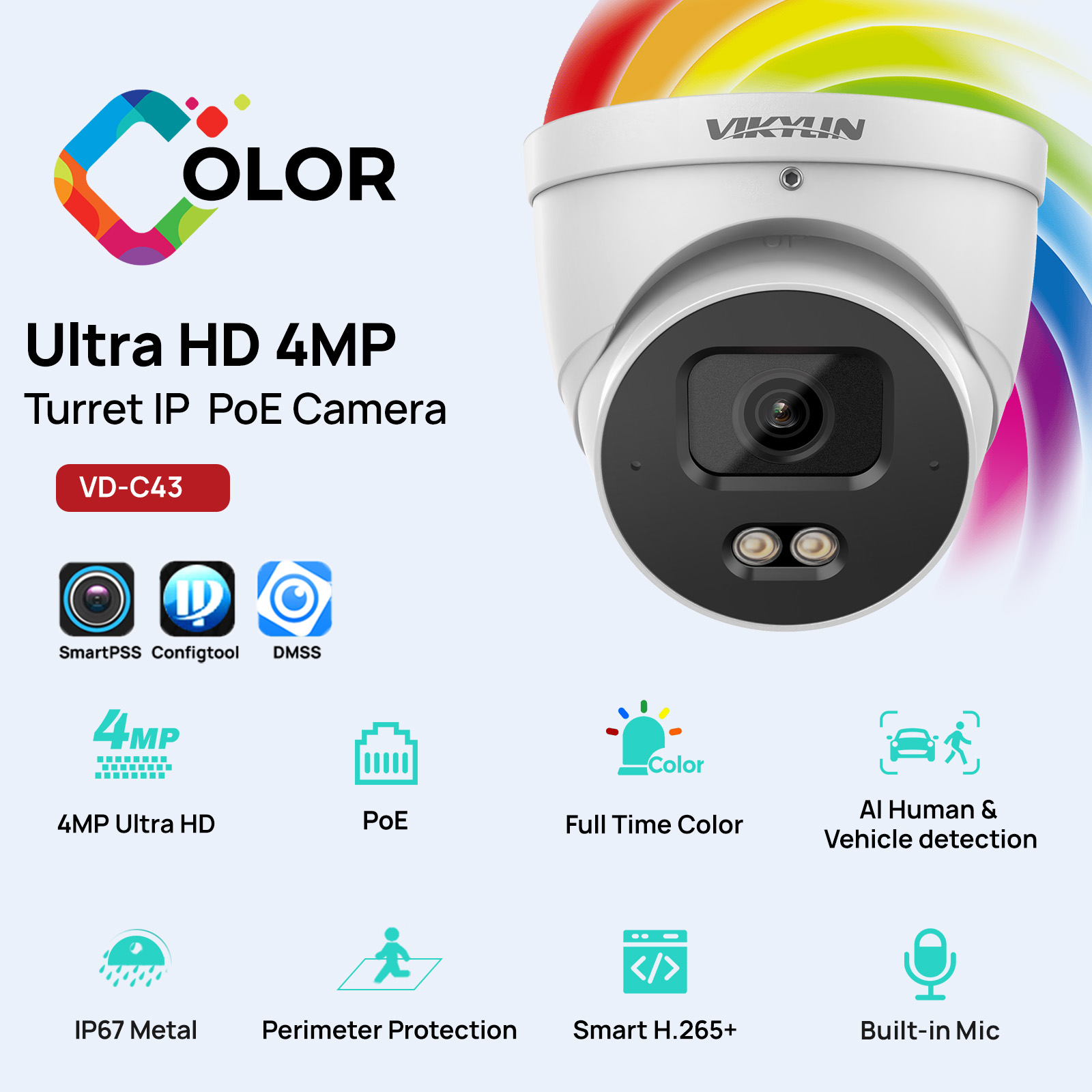 กล้องวงจรปิด VIKYLIN 4MP สีเต็ - Smart Home Login บทวิจารณ์และราคา